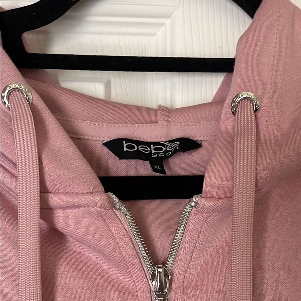 Bebe Sport Pink Hoodie with Silver Accents - Picture 2 of 5